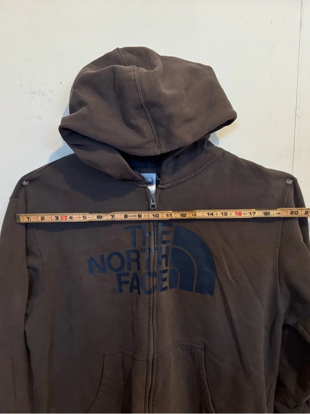 The North Face Gray Zip-Up Hoodie with Navy Logo
